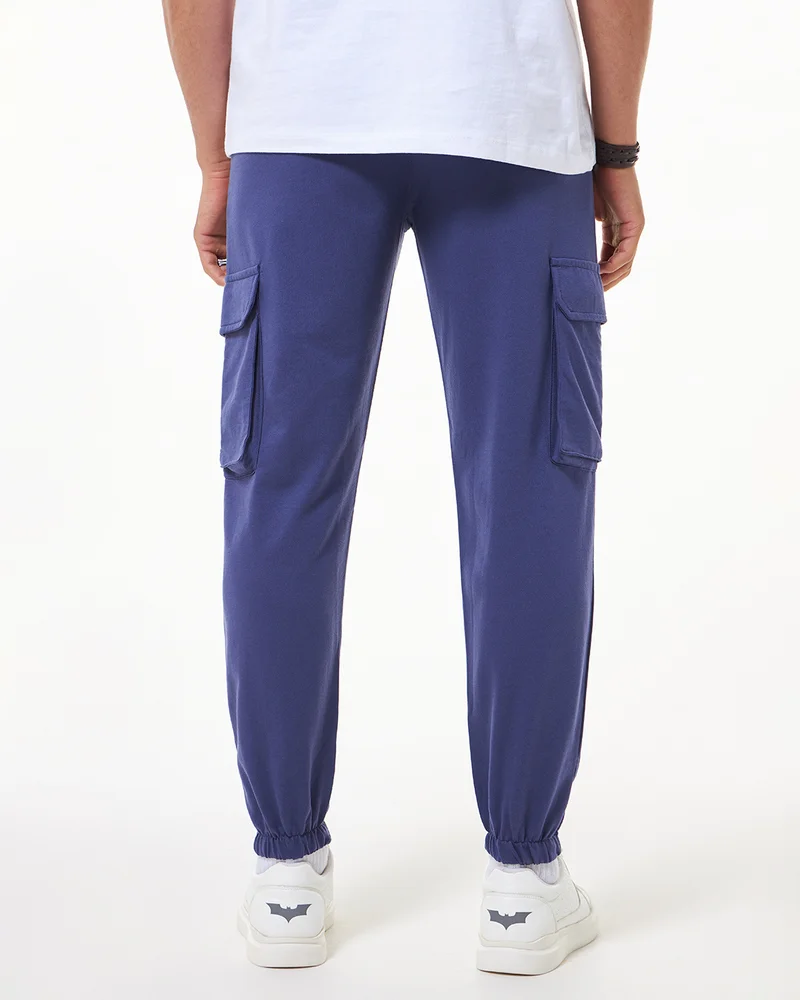 bewakoof  Men's Blue Oversized Cargo Warm Joggers for Men | Best Price UAE